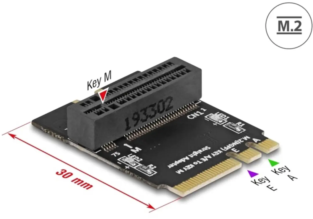 Delock M.2 Key A+E naar Key M Adapter