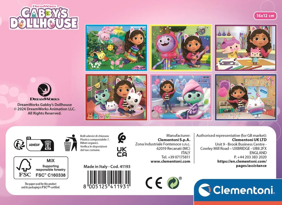 Clementoni Gabby's Dollhouse 12-delige Puzzel - 6 Afbeeldingen - Vanaf 3 jaar