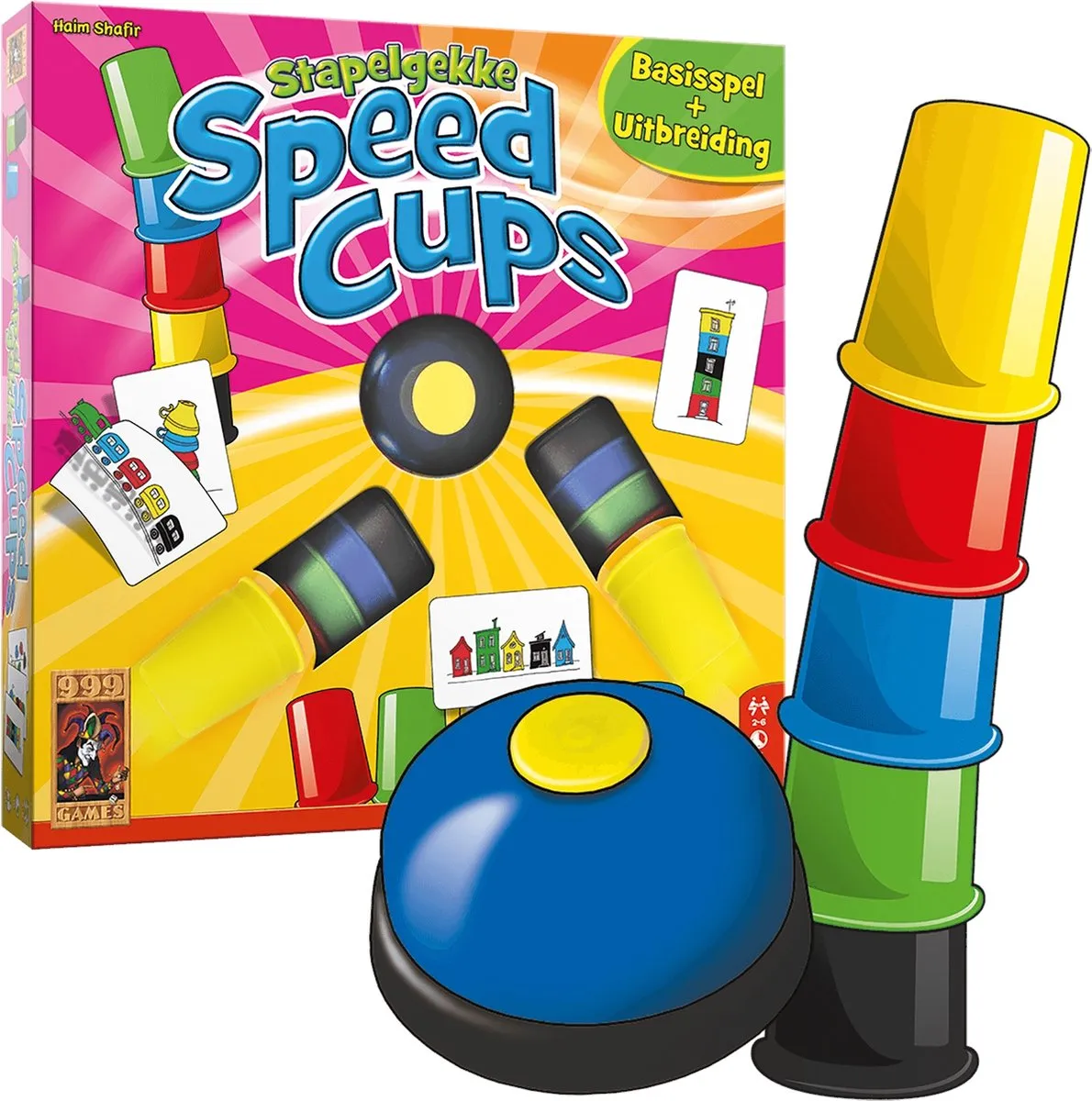 999 Games Stapelgekke Speed Cups Actiespel 999-CRA10 - 43 Kaarten 30 Bekers