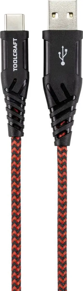 TOOLCRAFT TO-6872829 USB-kabel 2.0 USB-A/USB-C 2m - Zwart/rood