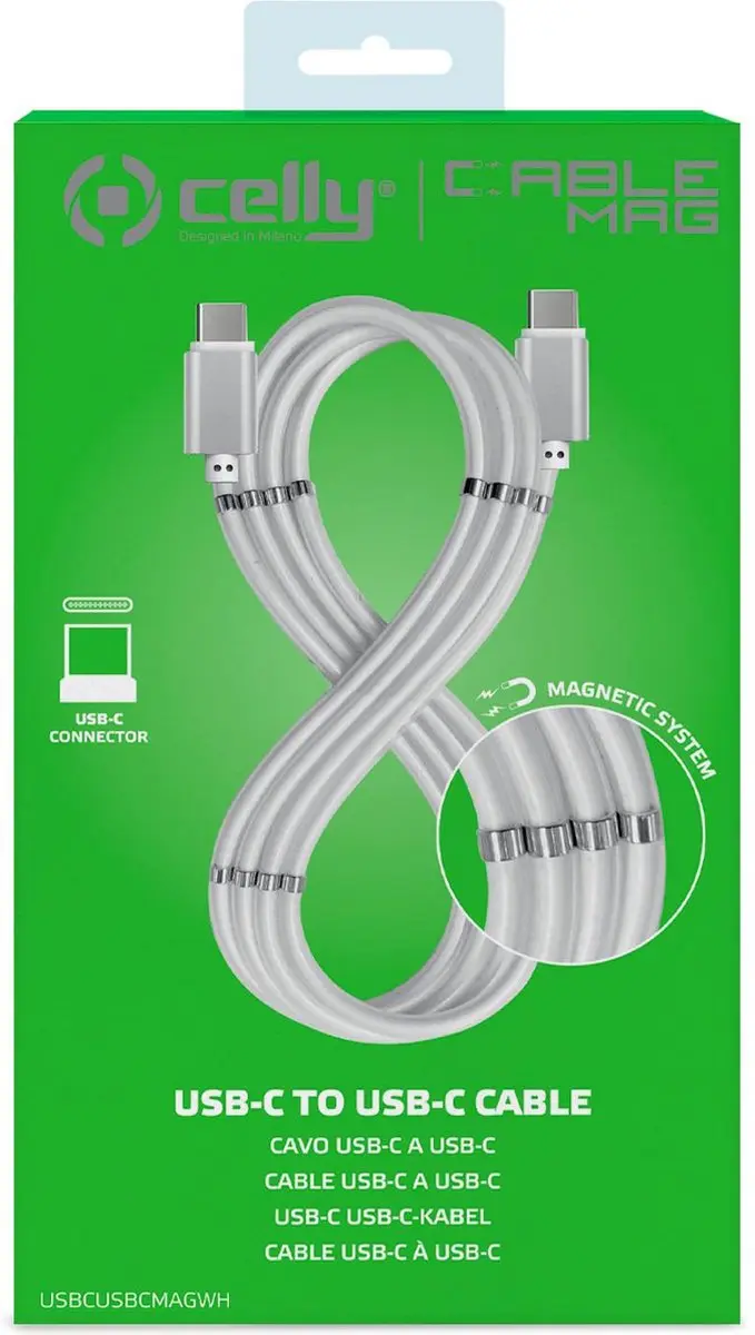 Celly USB-C naar Magnetische Kabel 1m - Wit