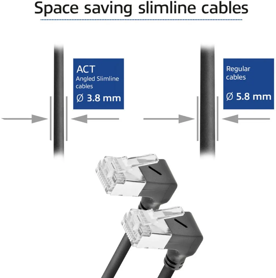 ACT DA6930 Patchkabel CAT6A U/FTP 0,15m - 90° haaks naar 90° haaks - Zwart