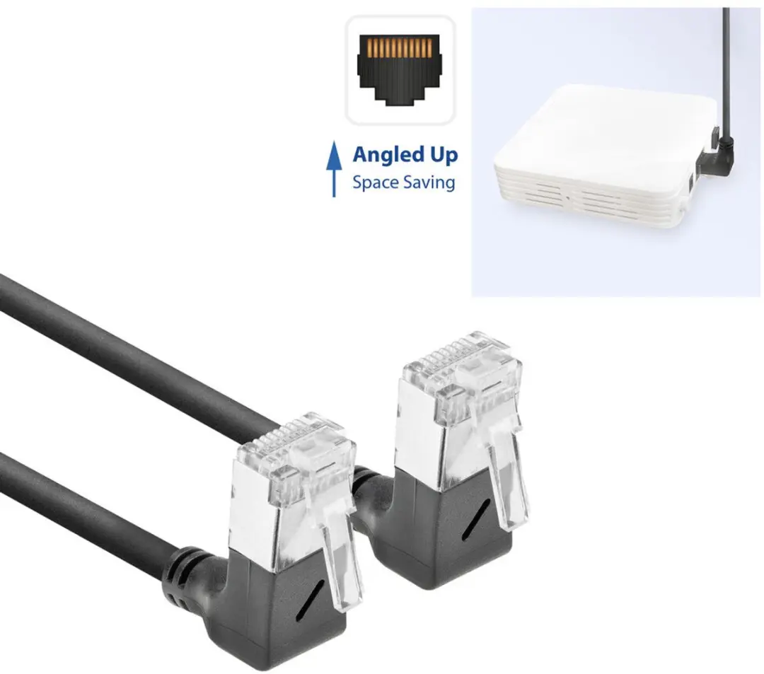ACT DA6930 Patchkabel CAT6A U/FTP 0,15m - 90° haaks naar 90° haaks - Zwart