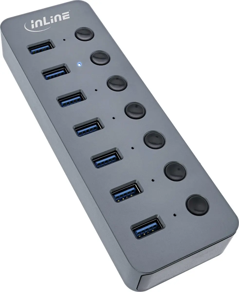 InLine USB Hub 7x USB-A + 7 Schakelaars