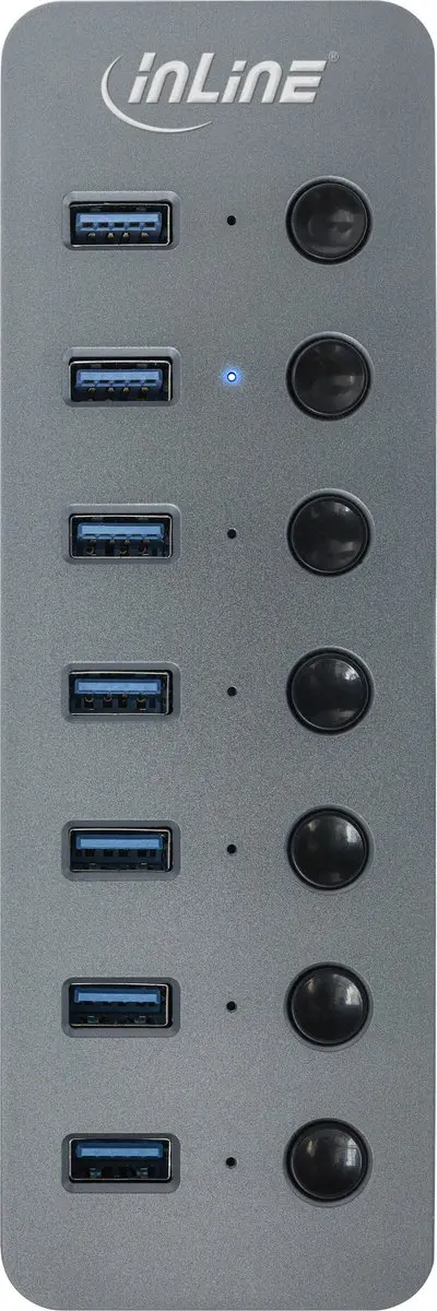 InLine USB Hub 7x USB-A + 7 Schakelaars - USB 3.0 - Grijs