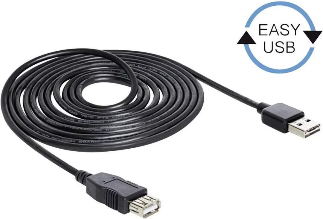 Delock USB Verlenging A-A 5.0m - Zwart
