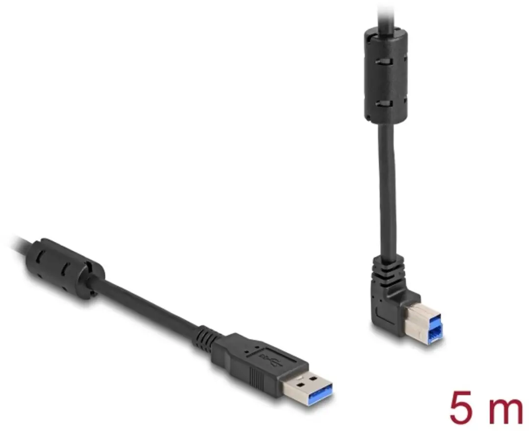 Delock USB-A naar USB-B Haaks Kabel 5m - USB 3.0 5Gbps