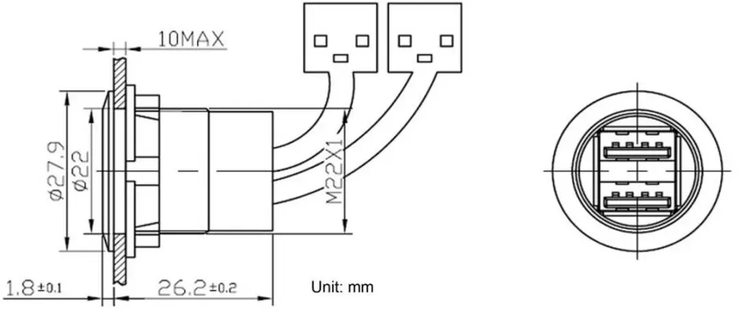 Tru Components USB-06 Dubbele USB-inbouwbus 2.0 - Zilver