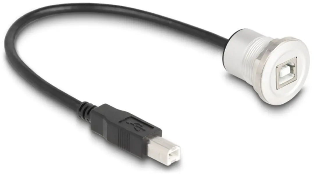 Delock USB 2.0 Type-B Kabel 30cm - Aluminium - Zwart/Zilver
