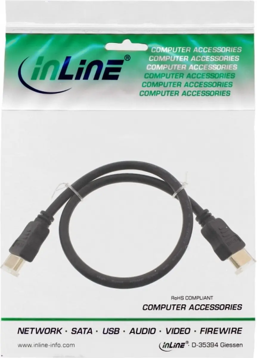 InLine HDMI 2.0 Kabel 4K 60Hz 1,5m - Verguld - Zwart