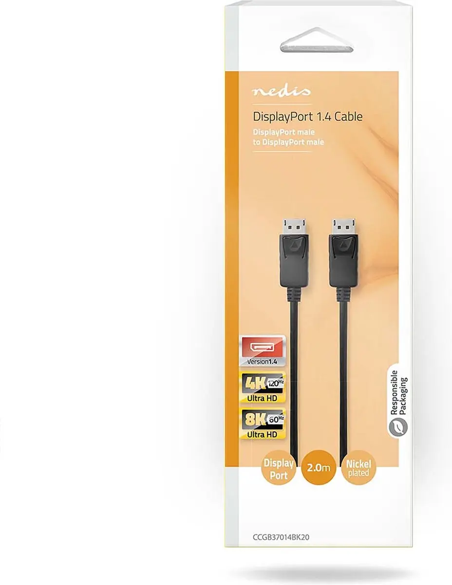 Nedis DisplayPort Kabel CCGB37014BK20 - 8K@60Hz - 2m - Zwart