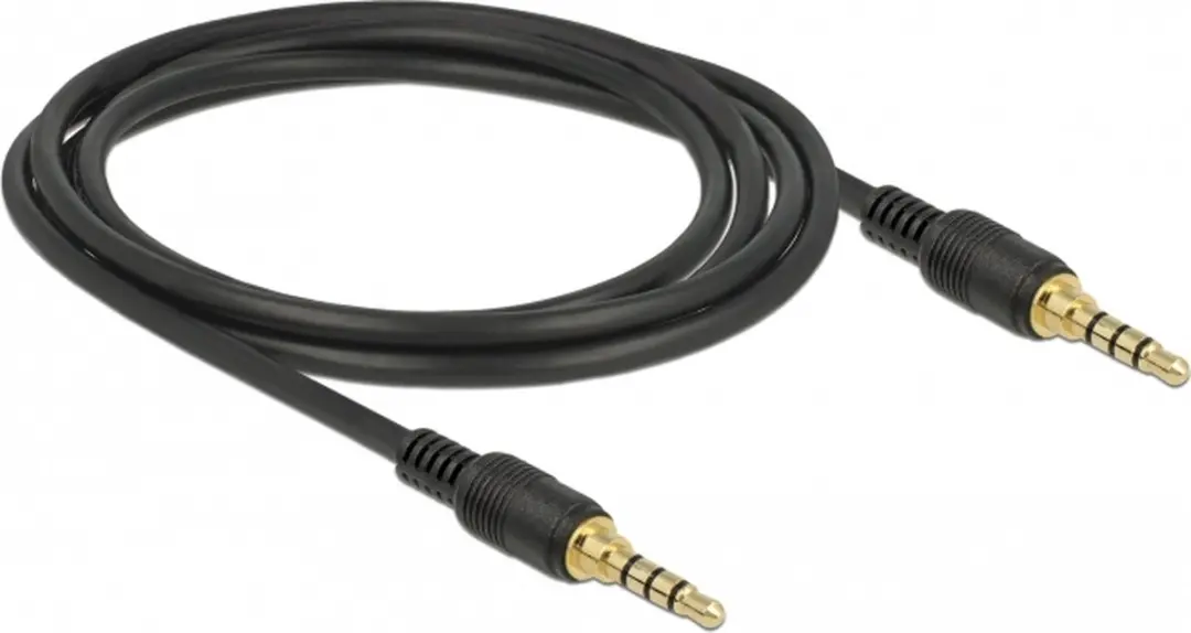 Delock 3,5mm Jack 4-polig Audio/Video Kabel AWG24 - 2m - Zwart