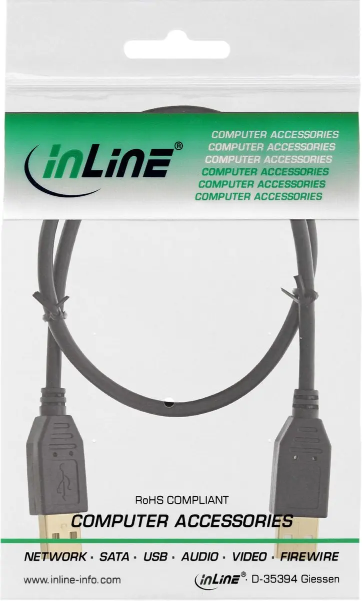 InLine USB 2.0 A-A Kabel 3m - Gouden Contacten