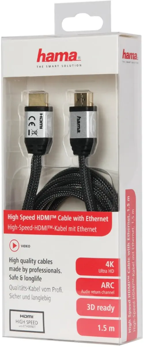 Hama HDMI-kabel 1,5m Antraciet - Metalen connector