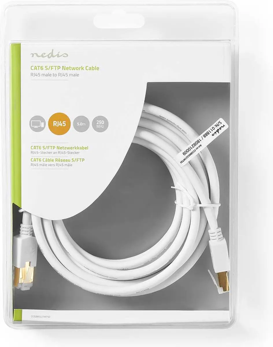 Nedis CAT6 Netwerkkabel CCGB85221WT50 - 5m - Wit