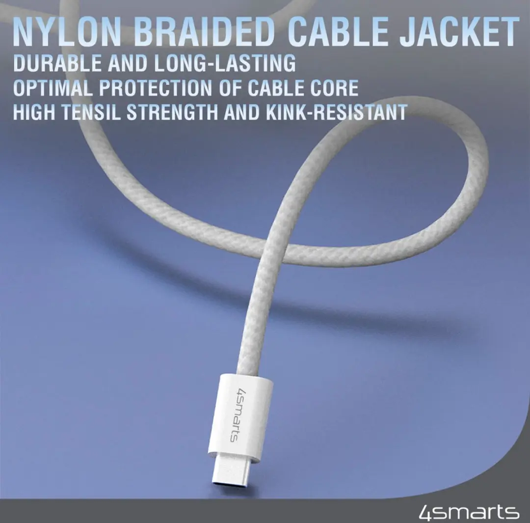 4Smarts Magetic Kabel RollUp USB-C naar USB-C 1,5M - Wit