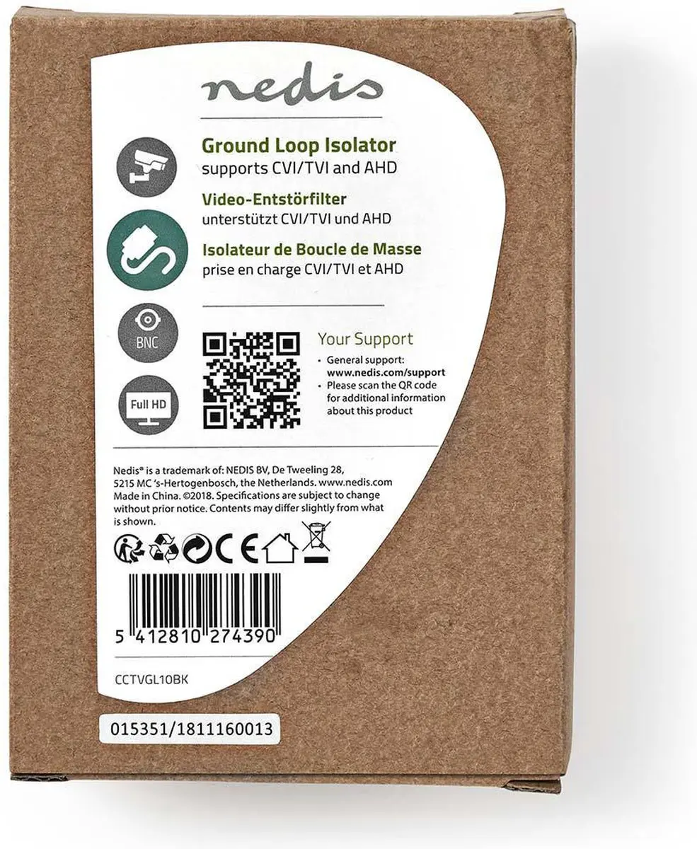 Nedis CCTV-Aardlus-Isolator 75 Ohm - Zwart