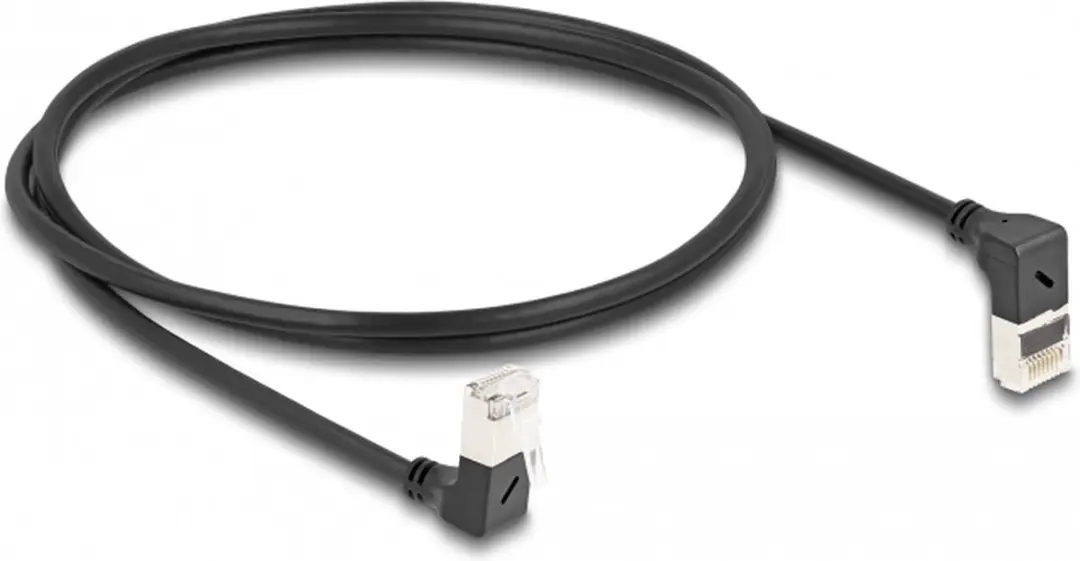 Delock Cat.6A S/FTP RJ45 Kabel 90° - 1m - Zwart