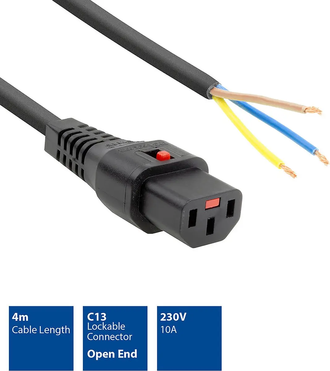 ACT PC1026 AK5084 Netsnoer C13 IEC Lock - 4m - Zwart