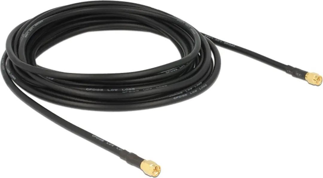 Delock SMA-SMA Kabel LMR195 50 Ohm - 5m - Zwart