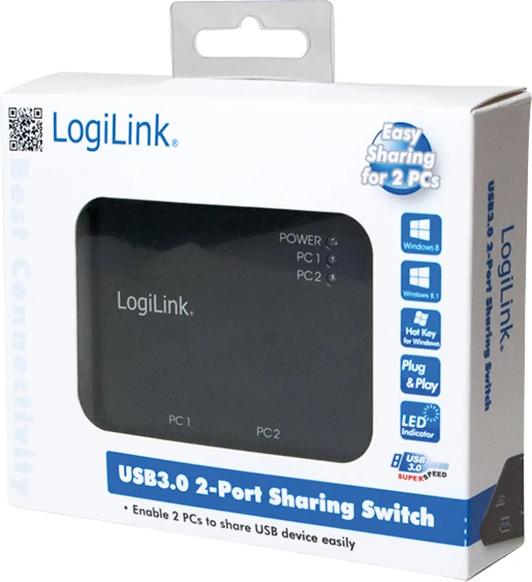 Logilink UA0216 USB 3.2 Schakelaar 2 Poorten - Zwart