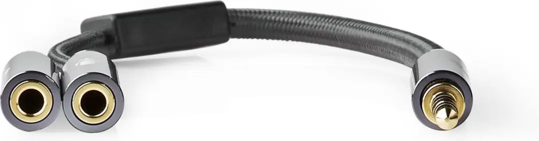 Nedis Stereo-Audiokabel 3,5mm M/F - 0,20m - Verguld - Grijs