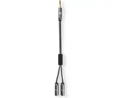 Nedis Stereo-Audiokabel 3,5mm M/F - 0,20m - Verguld - Grijs