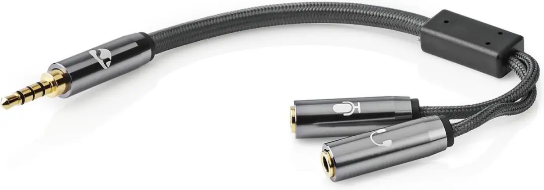 Nedis Stereo-Audiokabel 3,5mm M/F - 0,20m - Verguld - Grijs
