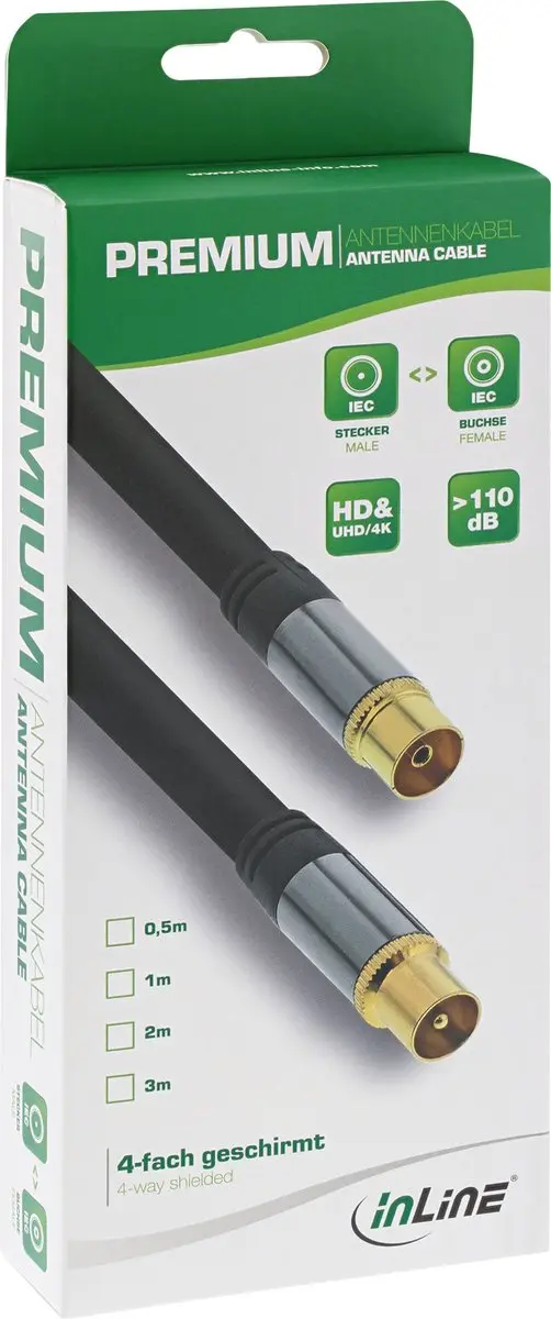 InLine 4G/LTE Proof 4K Ultra HD Coaxkabel IEC - 1m - Zwart