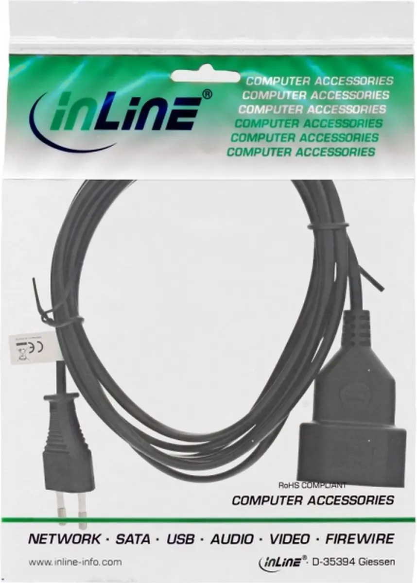 InLine Netstekker Type C CEE7/16 3m - Zwart