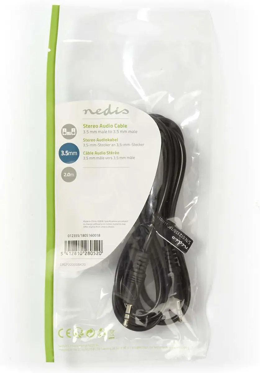 Nedis Stereo-Audiokabel 3,5mm - 2m - Zwart