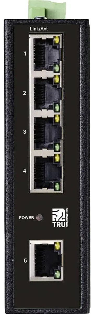 Tru Components TC-9744164 Industrial Ethernet Switch 1+4 Poorten - Zwart