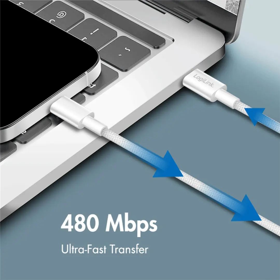 Logilink CU0341 USB 2.0 Kabel - 1m - USB-C - Wit