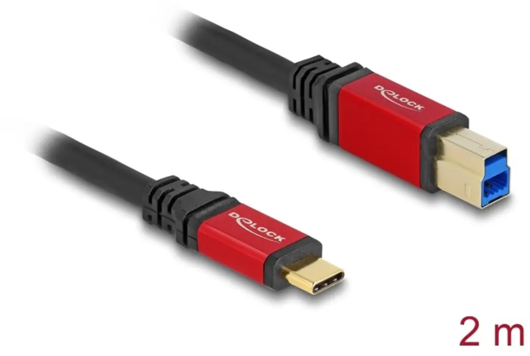 Delock USB-C naar USB-B Kabel 5Gbps 10W 2m - Zwart