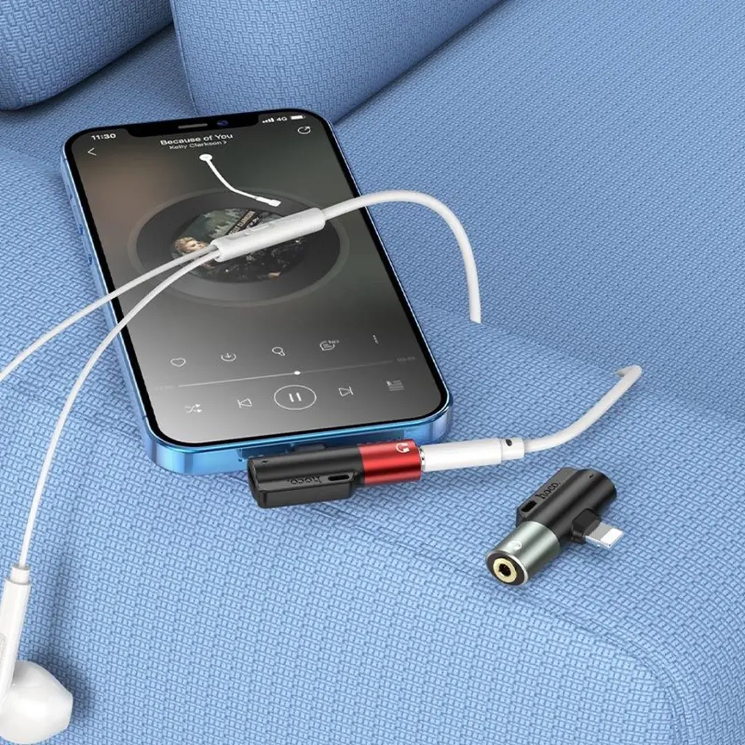 Hoco 3,5mm Aux Audio Converter Lightning - Zwart