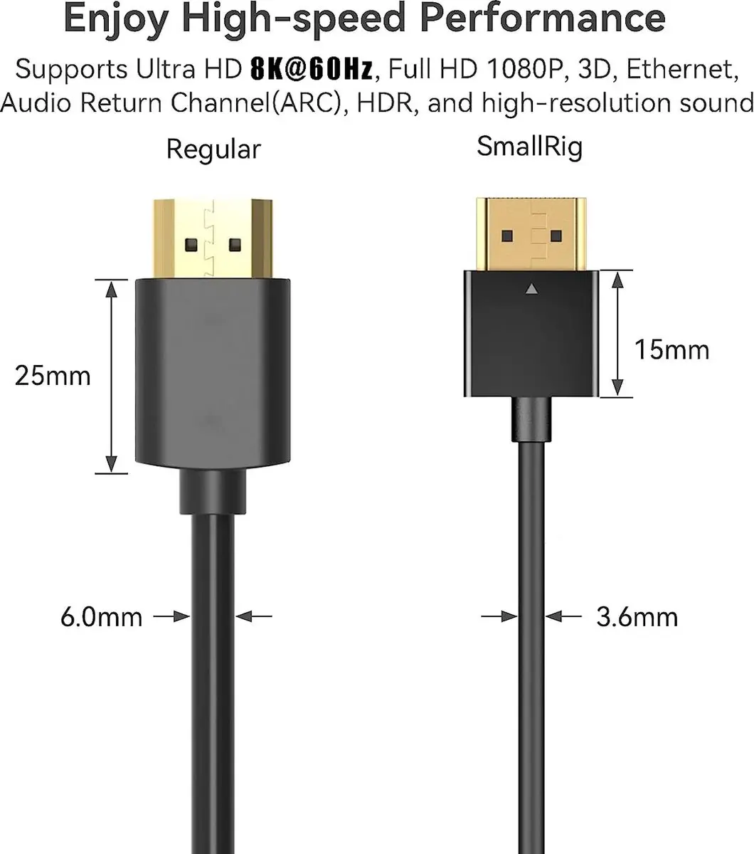 NÖRDIC HDMI-470 Kabel 8K 60Hz - 4K 120Hz 25cm - Zwart