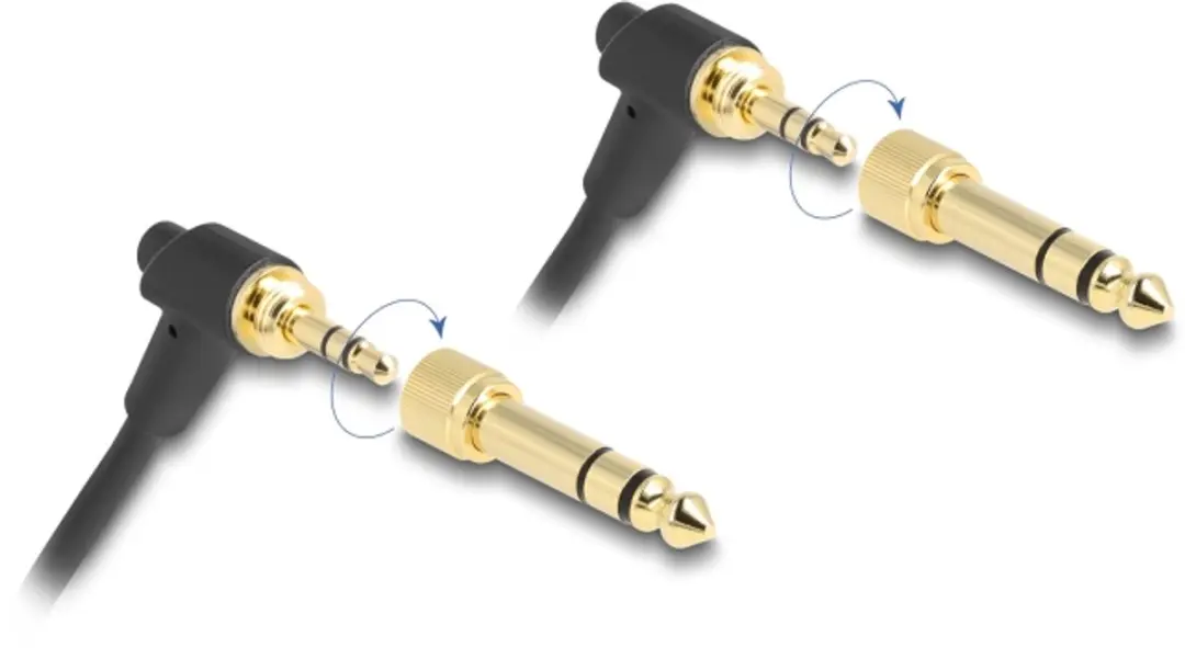 Delock Coiled Kabel 3.5mm naar 6.35mm - 75cm - Zwart