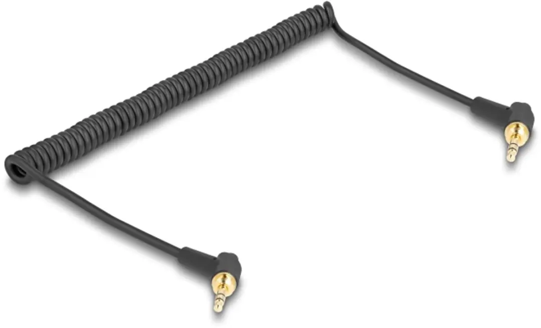 Delock Coiled Kabel 3.5mm naar 6.35mm - 75cm - Zwart