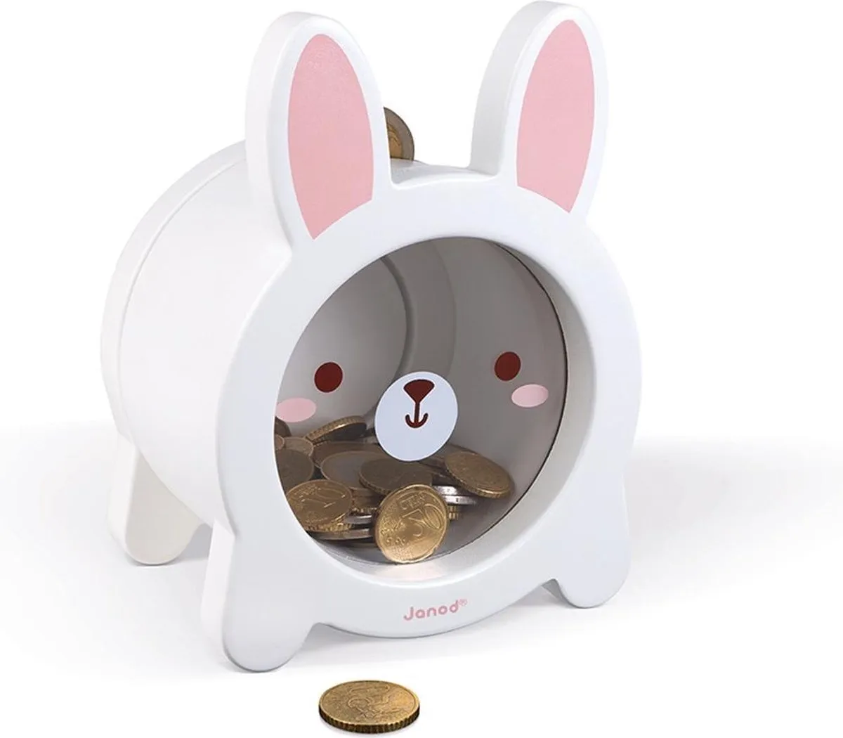 Janod Konijn Houten Spaarpot - Magnetisch - Wit - afbeelding 6 van 6