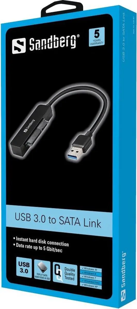 Sandberg 133-87 USB 3.0 naar SATA Link - Zwart
