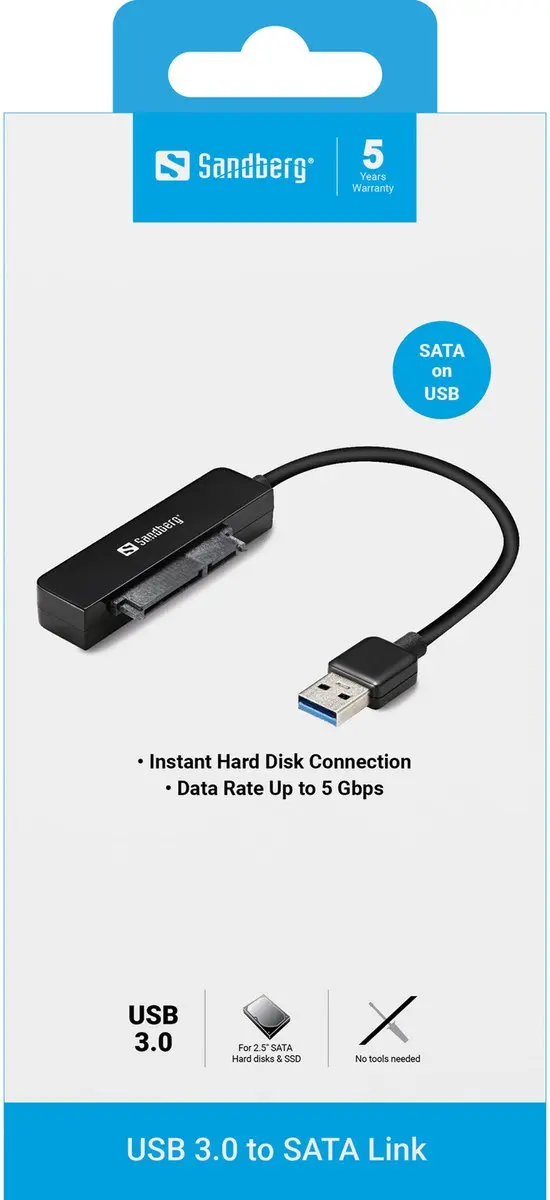 Sandberg 133-87 USB 3.0 naar SATA Link - Zwart