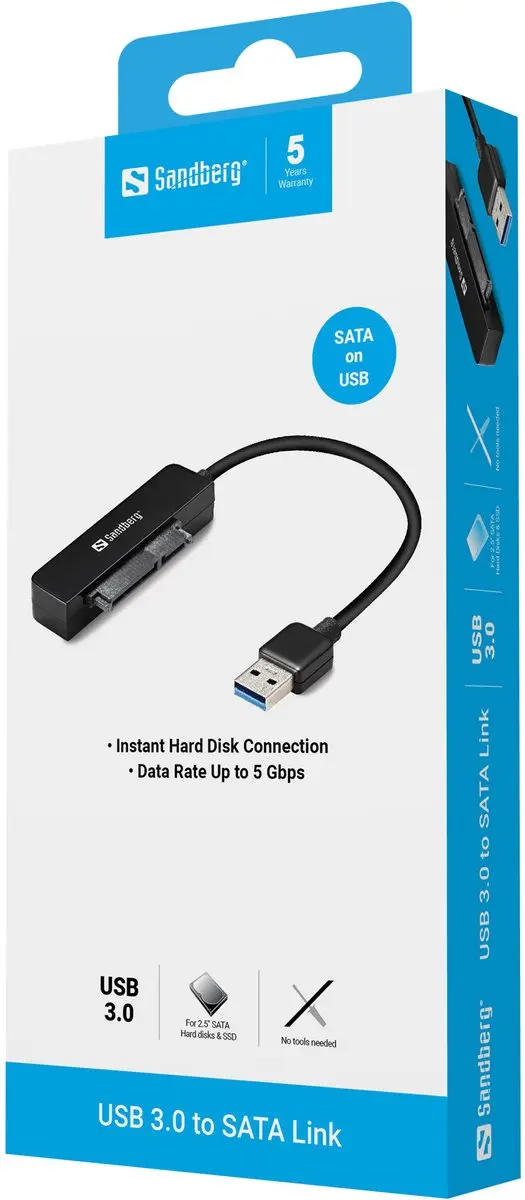 Sandberg 133-87 USB 3.0 naar SATA Link - Zwart