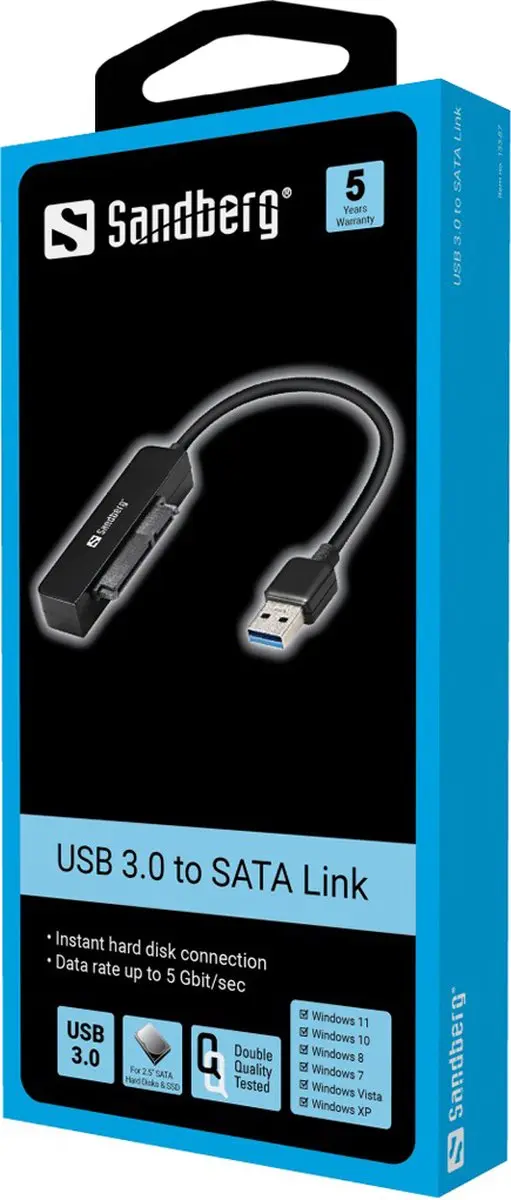 Sandberg 133-87 USB 3.0 naar SATA Link - Zwart - afbeelding 6 van 6