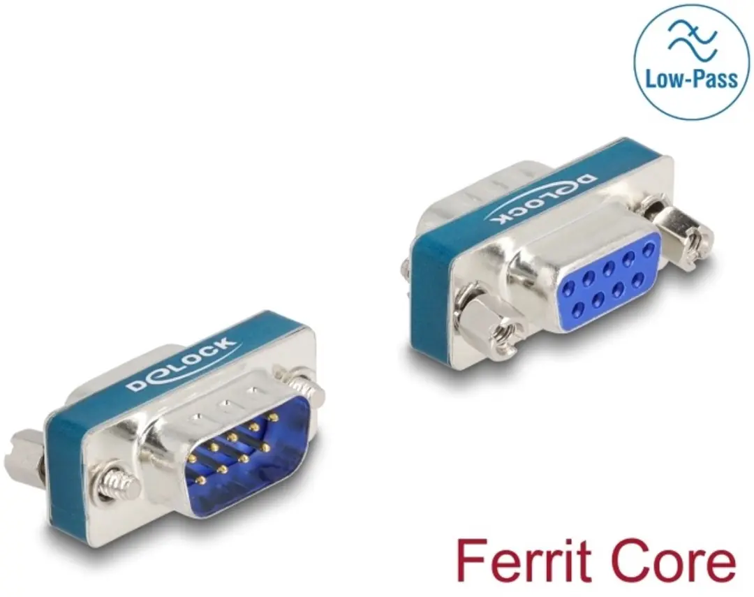 Delock RF/EMI Suppressiefilter D-Sub 9 M/F - Blauw/Zilver