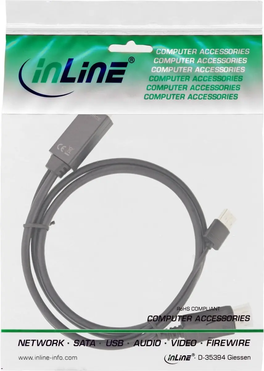 InLine HDMI naar DisplayPort Kabel 4K 30Hz - 2m - Zwart