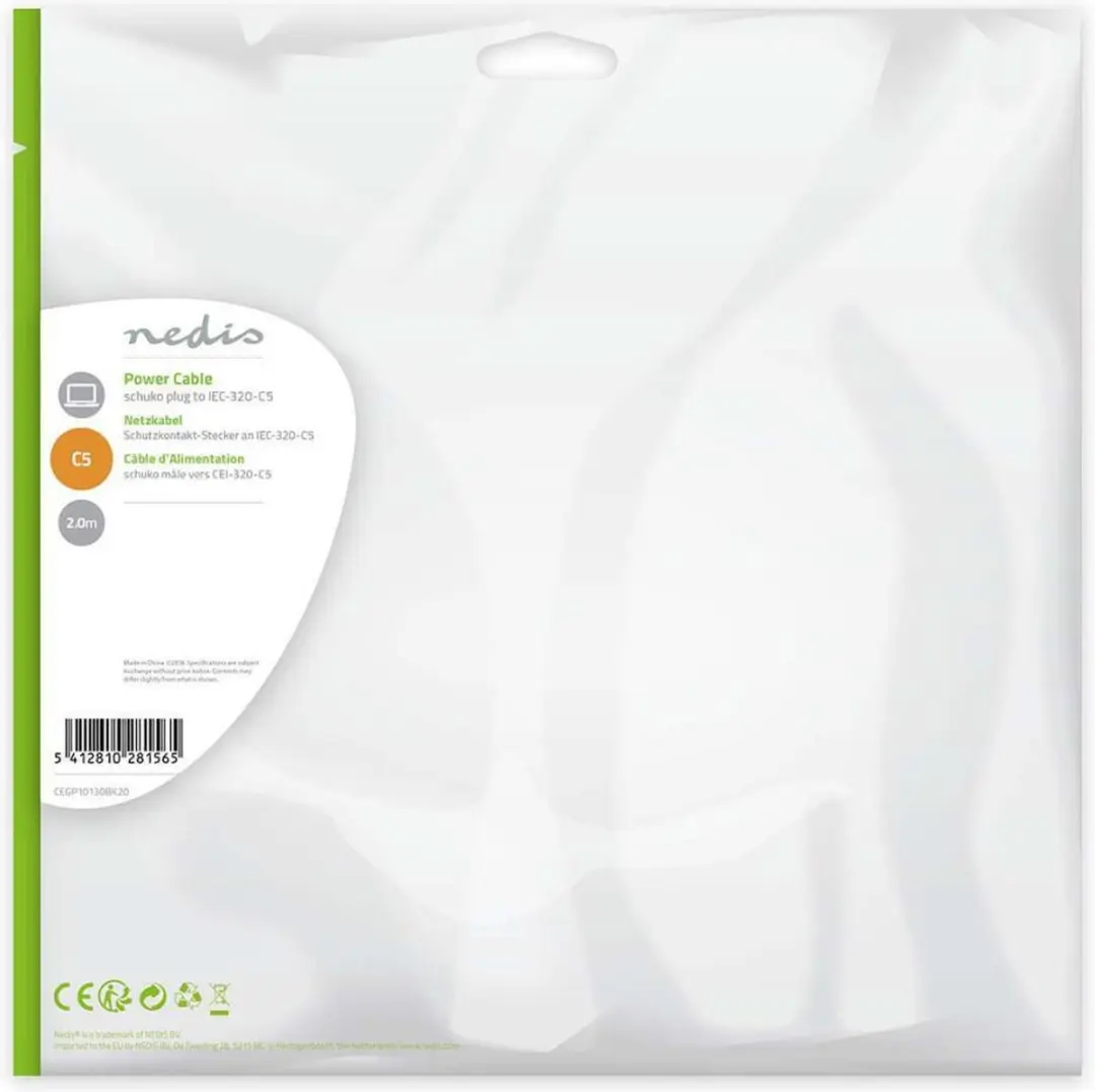 Nedis Stroomkabel CEGP10130BK20 Type F - 2m - Zwart