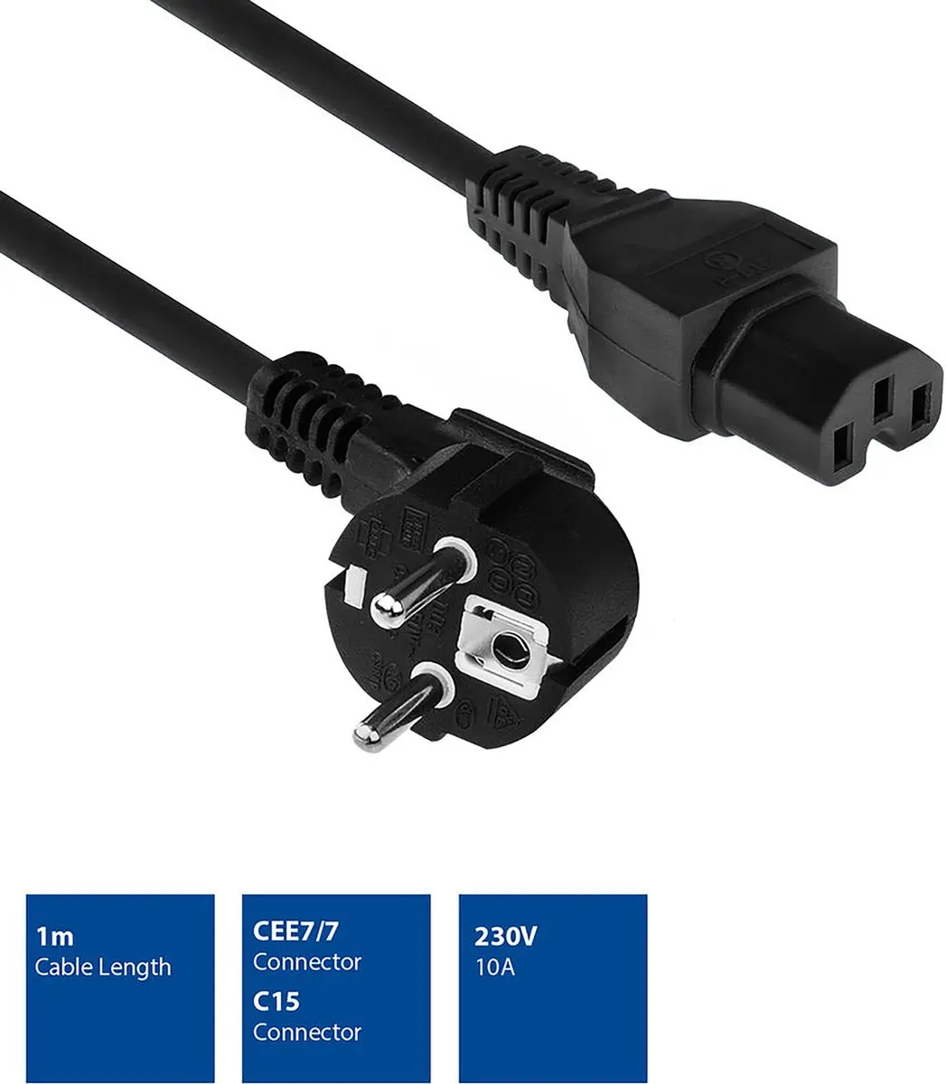 ACT AK5312 Schuko Netsnoer - 1m - Zwart
