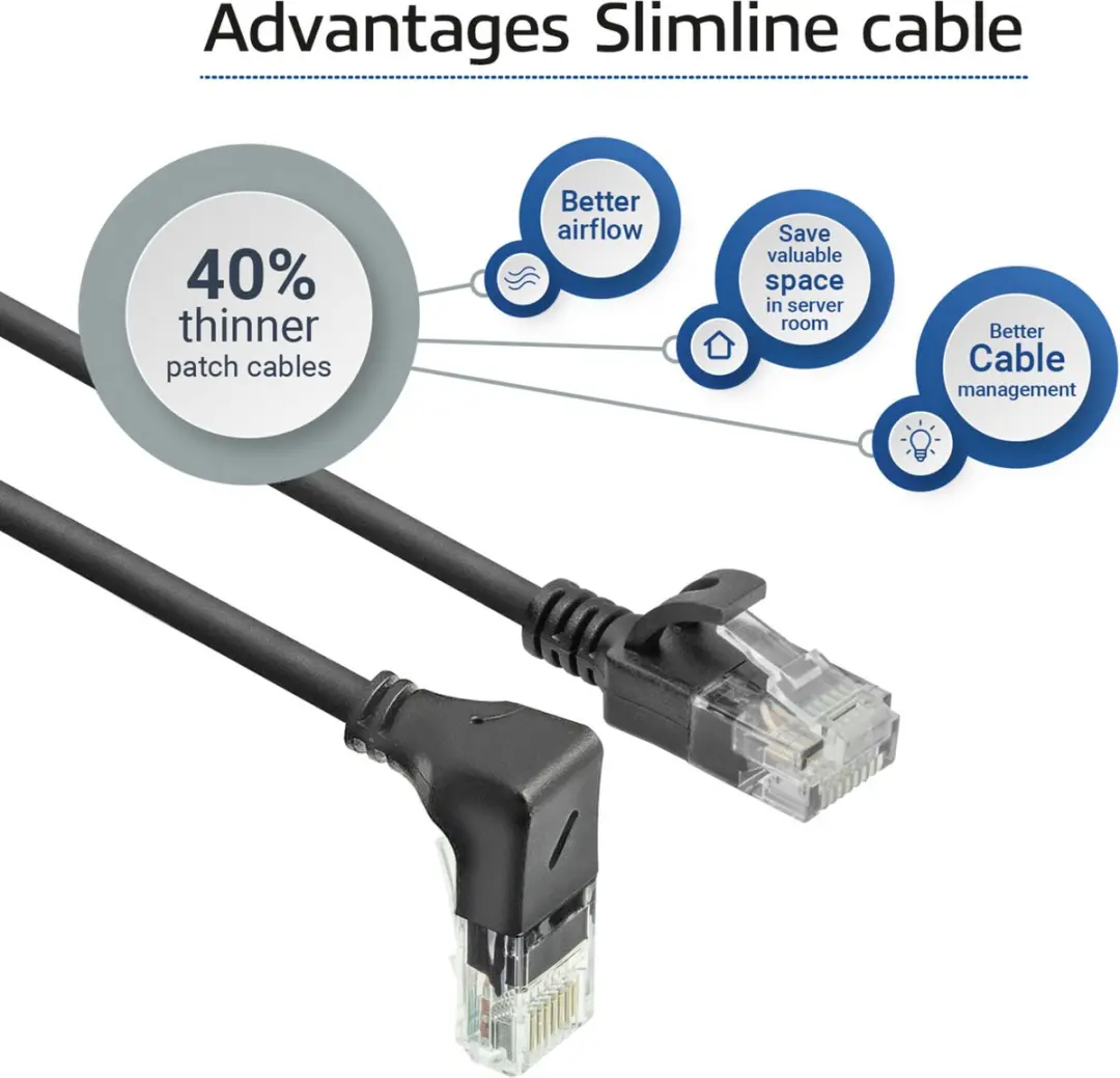 ACT DC3901 Patchkabel CAT6A U/UTP 1m - Zwart - 90° haaks