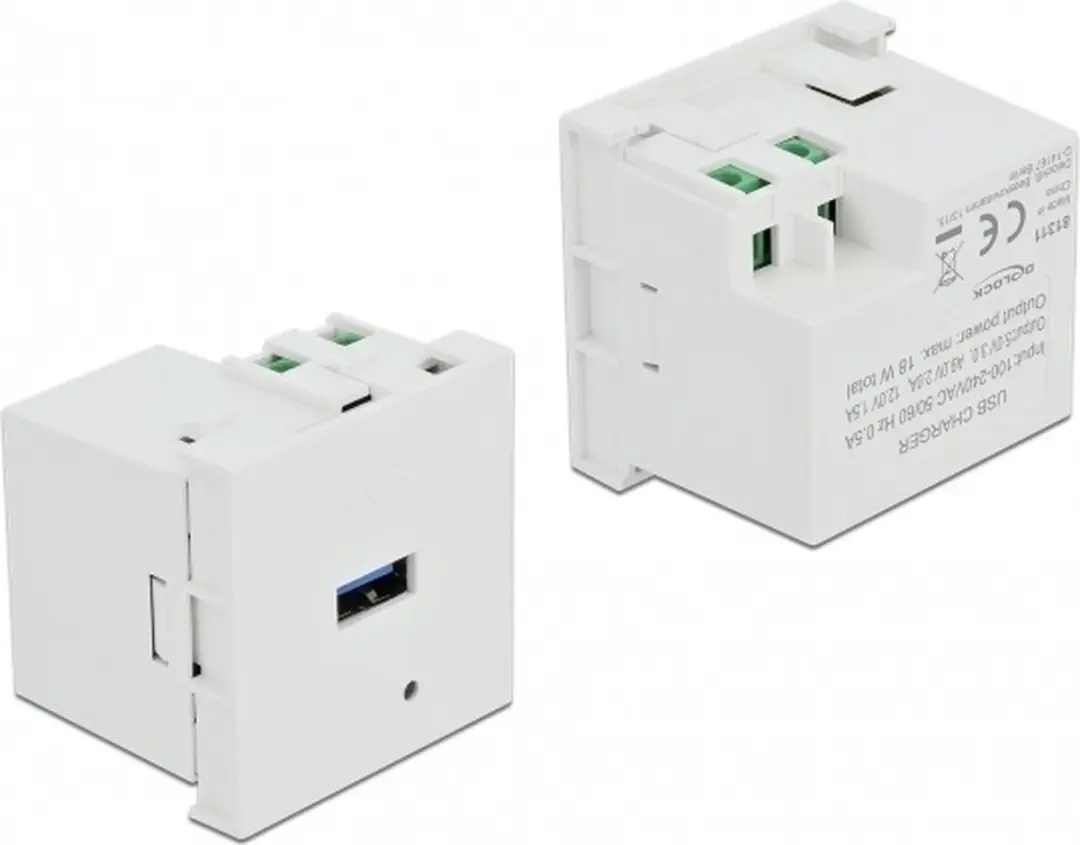Delock Easy 45 USB Type-A Oplader Module - Wit