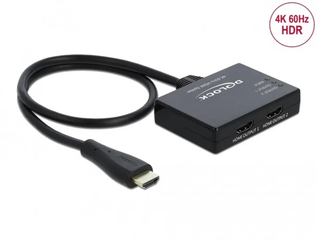 Delock HDMI Splitter 87747 - 1x2 - 4K 60Hz - Zwart